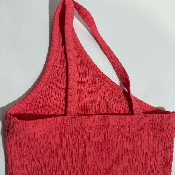 American Eagle One Shoulder Cropped Tank Top Salmon Ruffled Size Small - Picture 6 of 8
